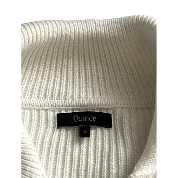 Quince 100% Organic Cotton Fisherman Collared Cardigan Sweater Ivory SMALL - Picture 12 of 16